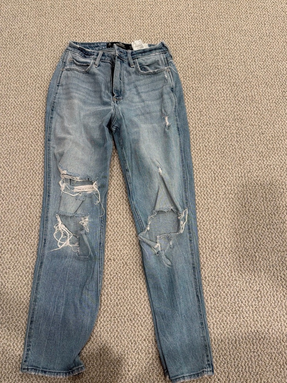 Hollister Women's Light Blue Ripped Skinny Jeans